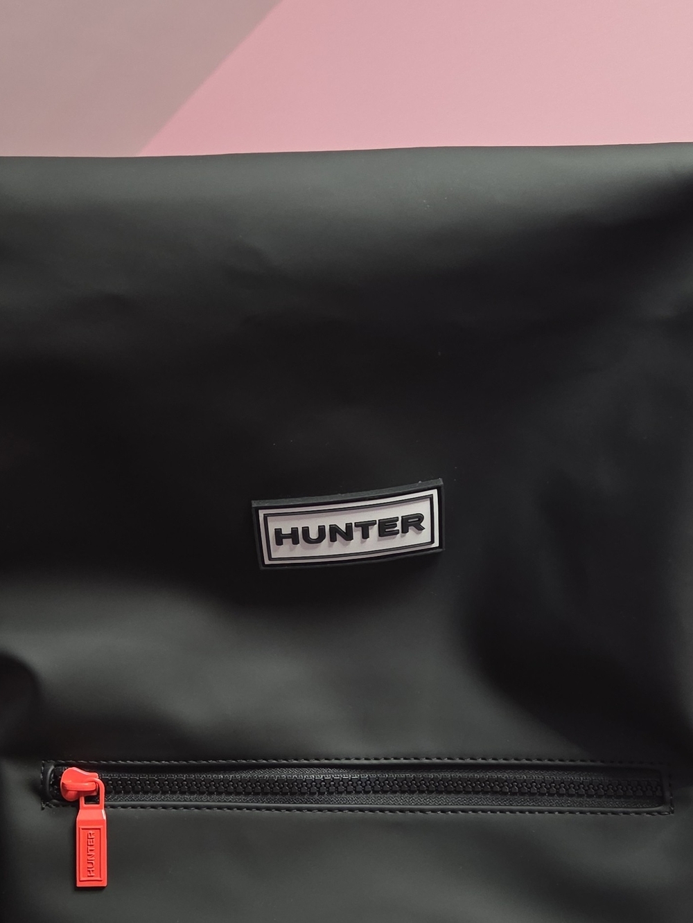 Hunter Black Backpack with Red Zip Pull